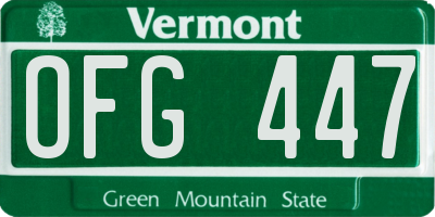 VT license plate OFG447