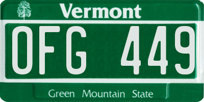 VT license plate OFG449