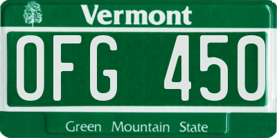 VT license plate OFG450