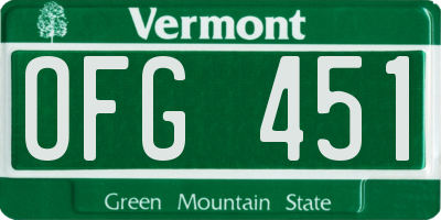 VT license plate OFG451
