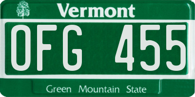 VT license plate OFG455