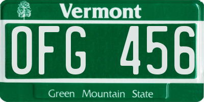 VT license plate OFG456