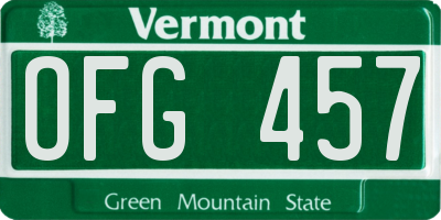 VT license plate OFG457