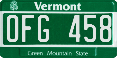 VT license plate OFG458