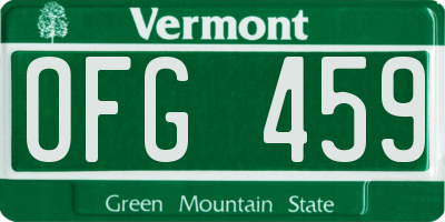VT license plate OFG459
