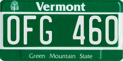 VT license plate OFG460
