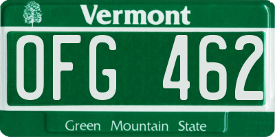 VT license plate OFG462