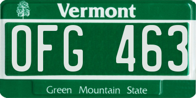 VT license plate OFG463