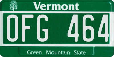 VT license plate OFG464