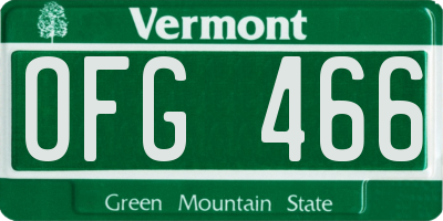 VT license plate OFG466
