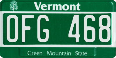 VT license plate OFG468