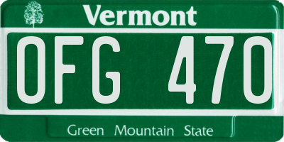 VT license plate OFG470
