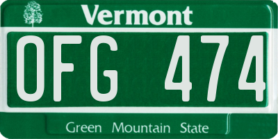 VT license plate OFG474
