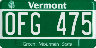 VT license plate OFG475