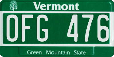 VT license plate OFG476