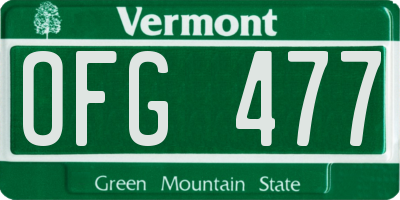 VT license plate OFG477