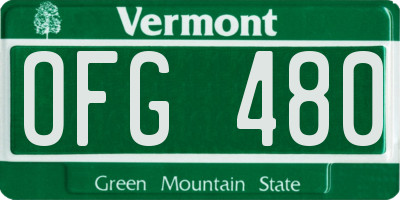 VT license plate OFG480