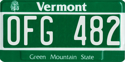 VT license plate OFG482
