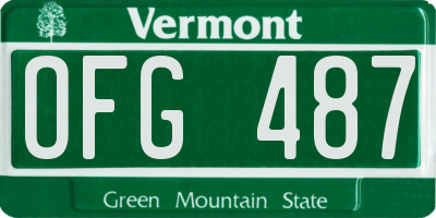 VT license plate OFG487