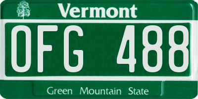 VT license plate OFG488