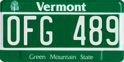 VT license plate OFG489