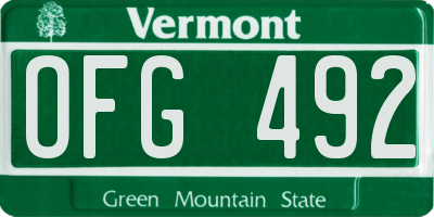 VT license plate OFG492