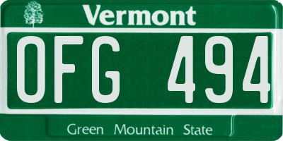 VT license plate OFG494
