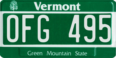 VT license plate OFG495