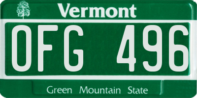 VT license plate OFG496