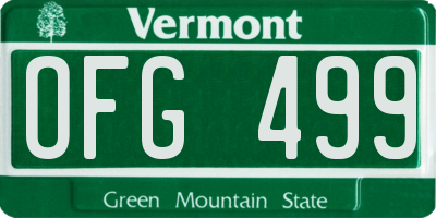 VT license plate OFG499
