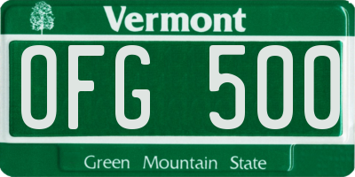 VT license plate OFG500