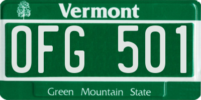 VT license plate OFG501