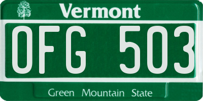 VT license plate OFG503