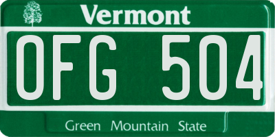 VT license plate OFG504