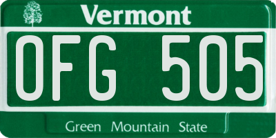 VT license plate OFG505