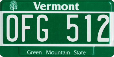 VT license plate OFG512