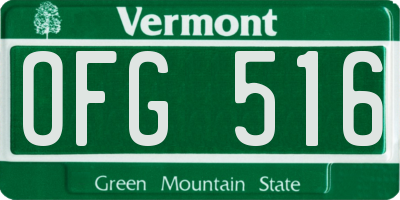 VT license plate OFG516