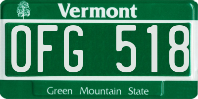 VT license plate OFG518
