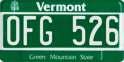 VT license plate OFG526