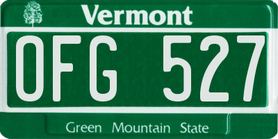 VT license plate OFG527