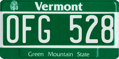 VT license plate OFG528