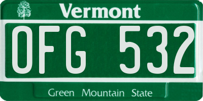 VT license plate OFG532