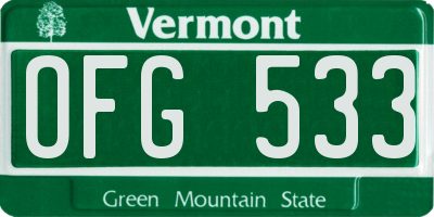 VT license plate OFG533