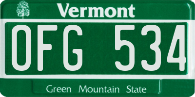 VT license plate OFG534