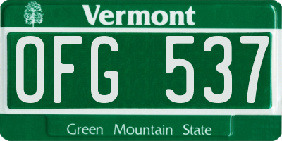 VT license plate OFG537