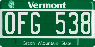 VT license plate OFG538
