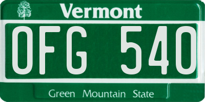 VT license plate OFG540