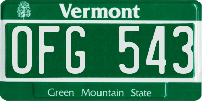 VT license plate OFG543