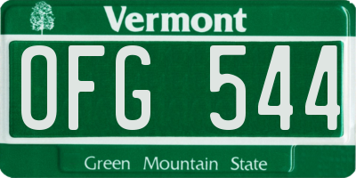 VT license plate OFG544