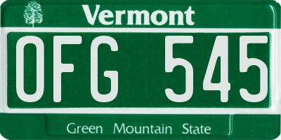 VT license plate OFG545